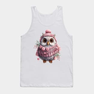 Pink Christmas Owl Tank Top